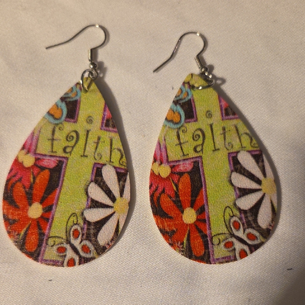 Colorful Floral Faith Earrings